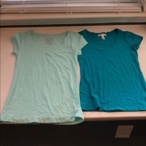 2 basic V neck fitted T-shirts
